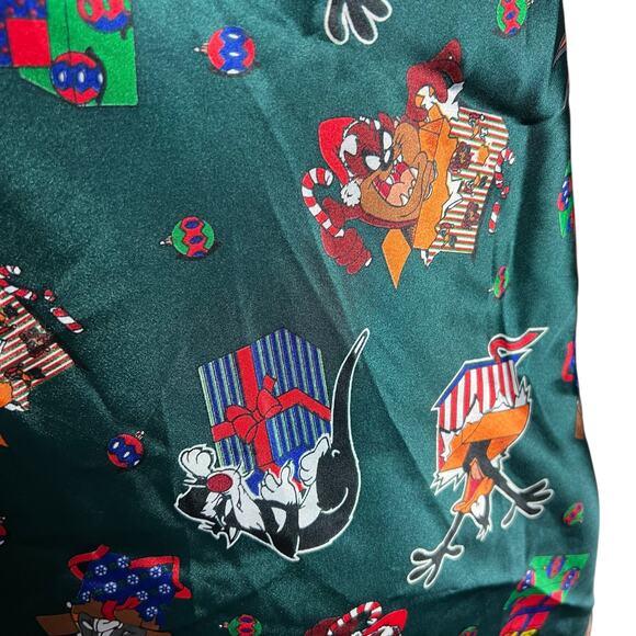 Looney Tunes Green Satin Slip Dress, Vintage 1997, Polyester, L - Picture 11 of 14